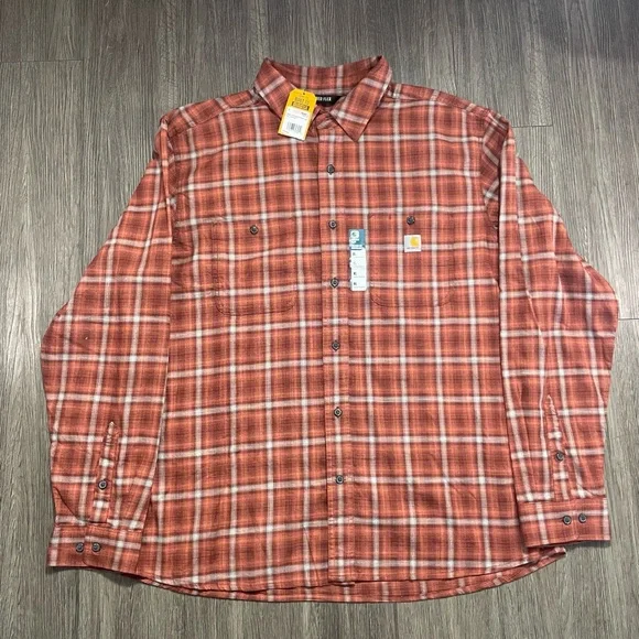 New Carhartt Mens Rugged Flex Relaxed Lightweight Flannel Long Sleeve Shirt XL - Picture 1 of 7